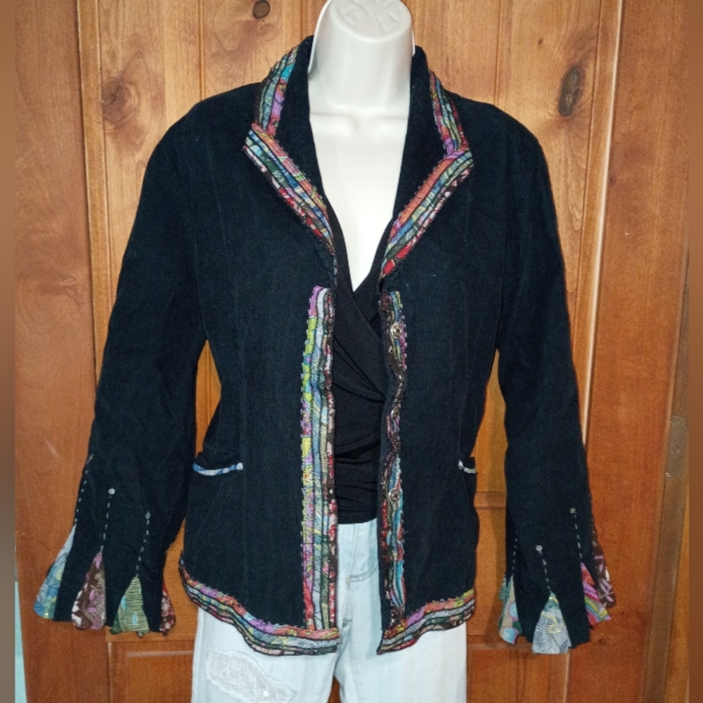 Parsley &‎ Sage Black Jacket with Colorful Trim